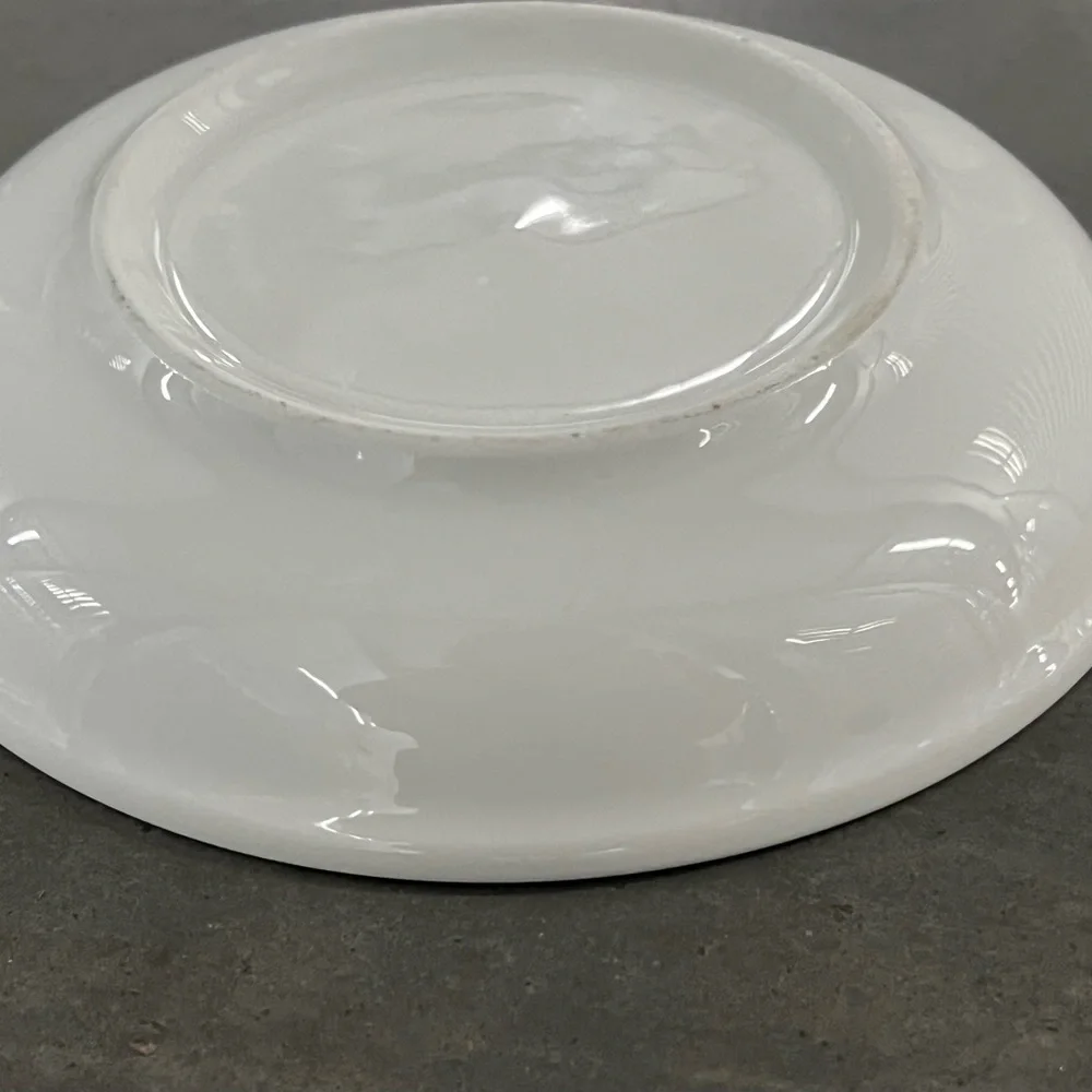 White Ceramic Dog / Cat Bowl with Black Paw. 6” Diameter x 1” High.